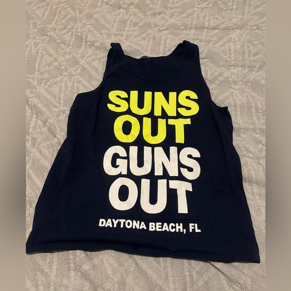 Daytona Beach Florida Suns Out Tank Top Adult Large Navy